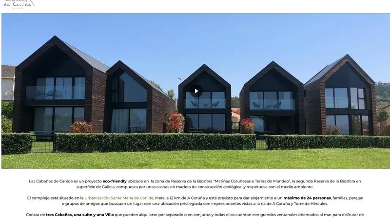 Captura de la web de Las Cabañas de Canide diseñada por Cuadruple.com