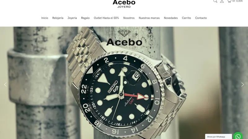 Captura de la web de Joyería Acebo diseñada por Cuadruple.com