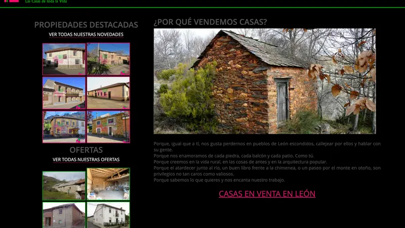 Captura de la web de León de Pueblo diseñada por Cuadruple.com