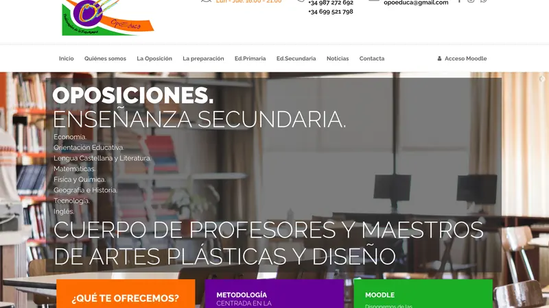 Captura de la web de Opoeduca diseñada por Cuadruple.com